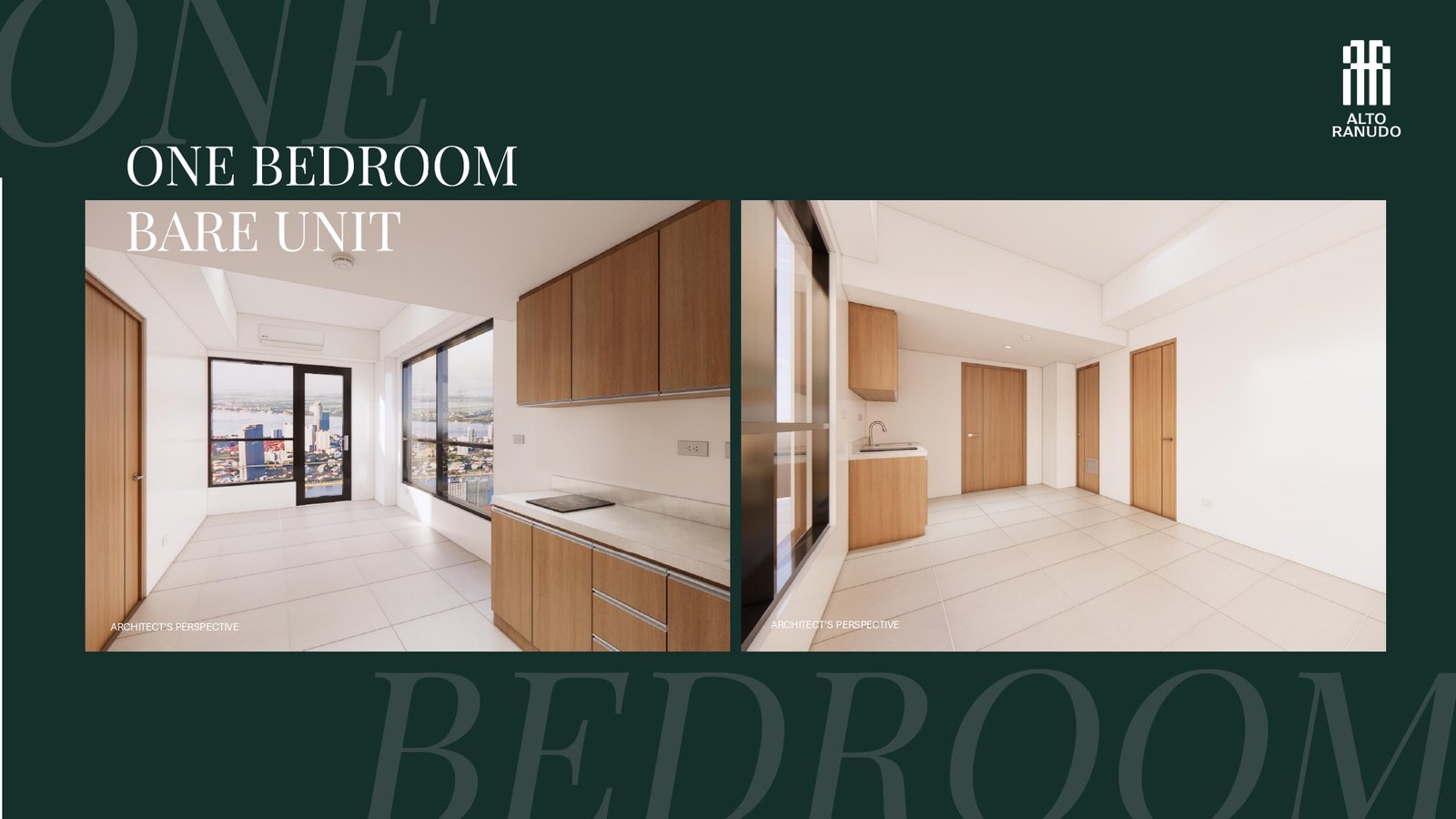 One-bedroom bare unit perspectives