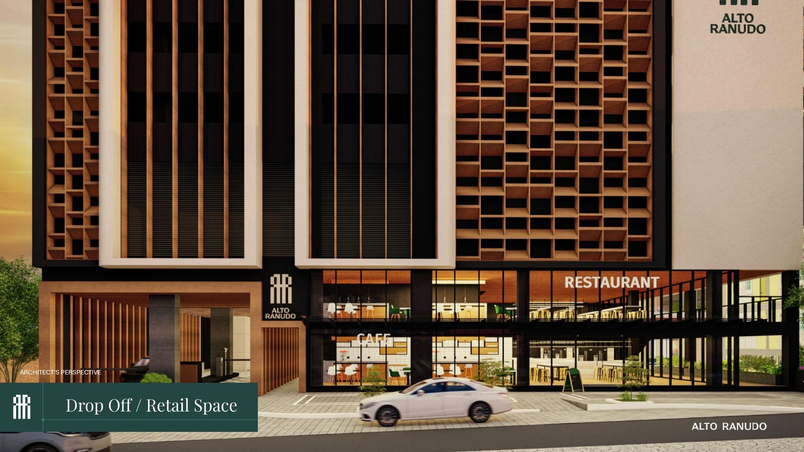 Indoor drop-off and retail space